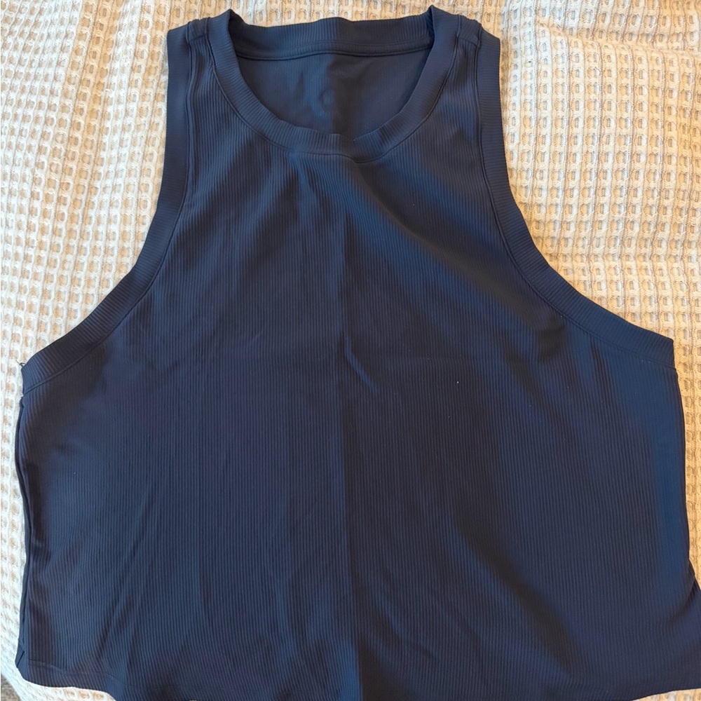 Peloton Navy Ribbed High-Neck Tank